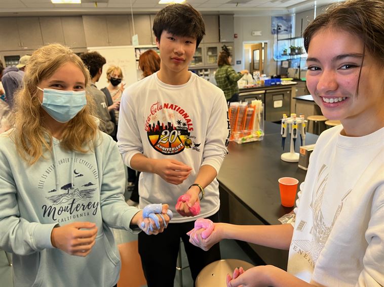 Students making slime for Halloween
